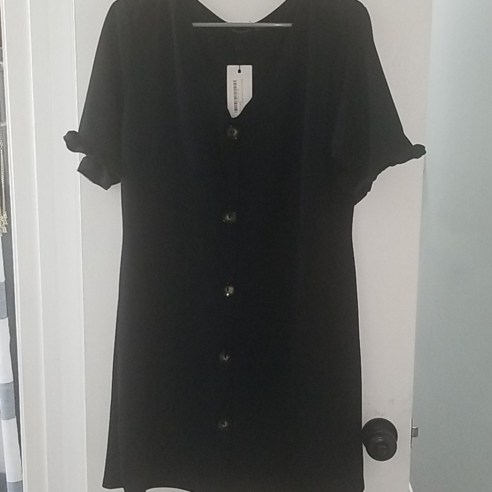 Frill Sleeve Button Down Dress